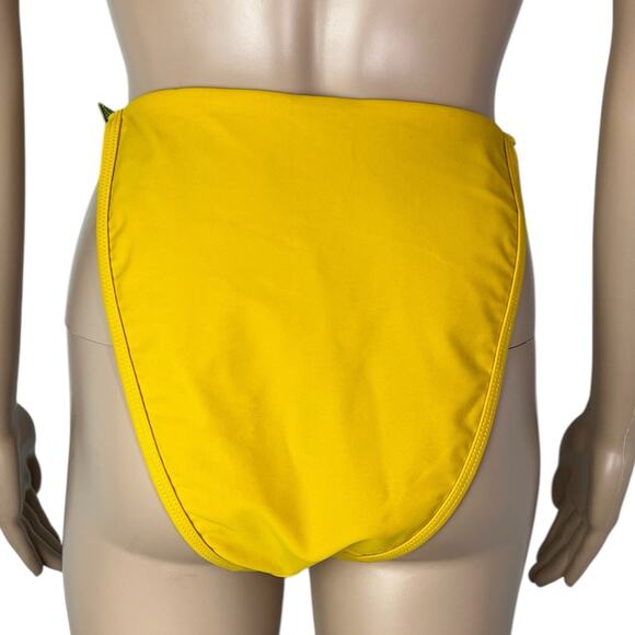 New Andrea Iyamah X Revolve Mona Embroidered Mustard Yellow Lemon Bikini Bottom - Picture 4 of 8